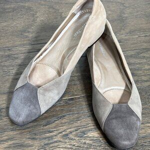 BEAUTIFEEL Saoirse Suede Vintage Style Colorblock Flats Brown Sz 37 (US 6.5)
